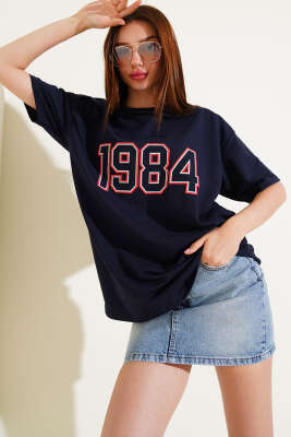 1984 Yazılı T-shirt Lacivert - CALİENTE