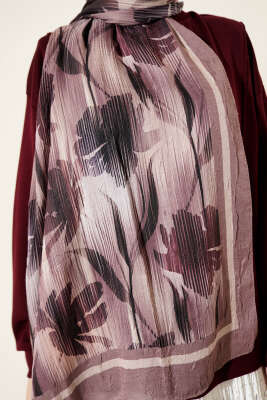 Akvarel Desen Bambu Kraş Şal Soft Kahve - Başörtüsü