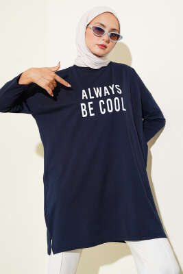 Always Be Cool Baskılı Tunik Lacivert