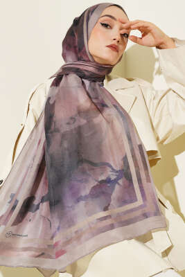 Amber Serisi Şerit Geçişli Şal Vizon - MODA KAŞMİR