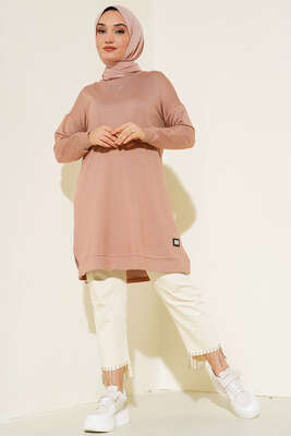Armalı Oversize Tunik Bej - Tunik
