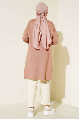 Armalı Oversize Tunik Bej - Tunik