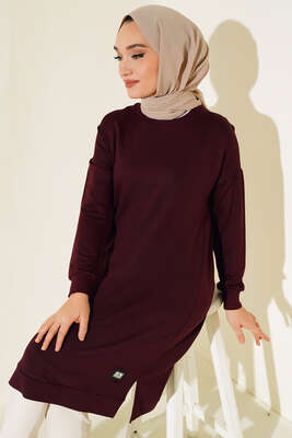 Armalı Oversize Tunik Bordo - Tunik
