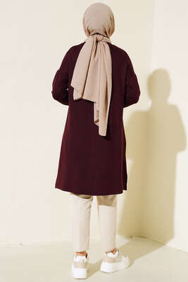 Armalı Oversize Tunik Bordo - Tunik