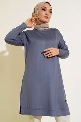 Armalı Oversize Tunik Gri - Tunik