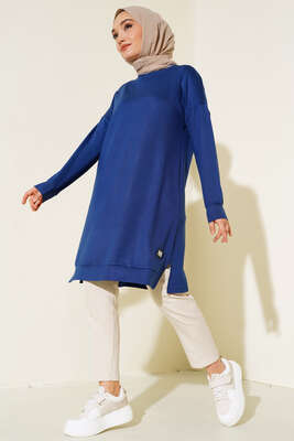 Armalı Oversize Tunik İndigo - Tunik