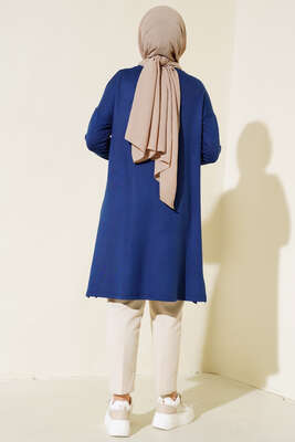 Armalı Oversize Tunik İndigo - Tunik