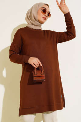 Armalı Oversize Tunik Kahve 
