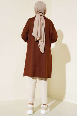 Armalı Oversize Tunik Kahve - Tunik
