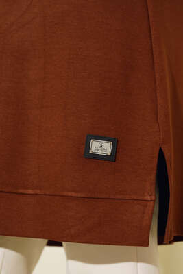 Armalı Oversize Tunik Kahve - Tunik
