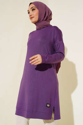 Armalı Oversize Tunik Mor 