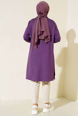 Armalı Oversize Tunik Mor - Tunik