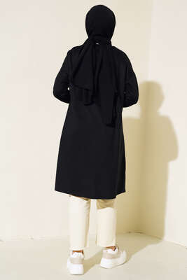 Armalı Oversize Tunik Siyah - Tunik