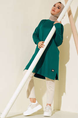 Armalı Oversize Tunik Zümrüt Yeşili - Tunik