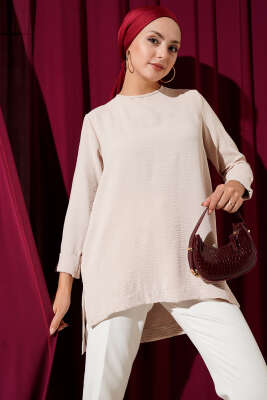 Ayrobin Duble Kol Tunik Bej 