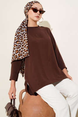 Ayrobin Duble Kol Tunik Kahve 