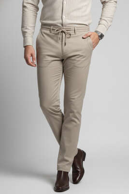 Bağcıklı Jogger Erkek Pantolon Bej - MHR MOHER