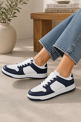 Bağcıklı Sneaker Spor Ayakkabı Lacivert 