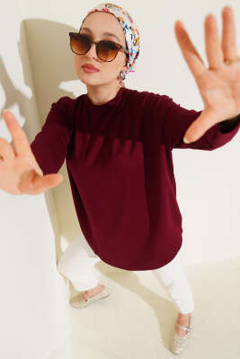 Basic Alt Dikişsiz Tunik Bordo