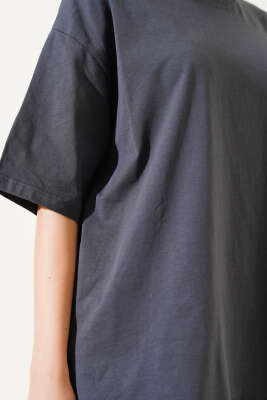 Basıc Oversize T-Shirt Füme - Yeni Giyim