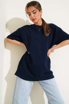 Basic Oversize T-shirt Lacivert 