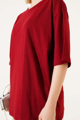 Basıc Oversize T-Shirt Bordo - Yeni Giyim
