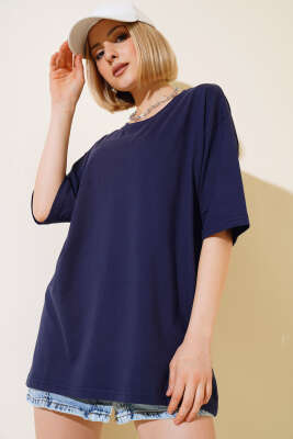 Basıc Oversize T-Shirt Lacivert - Kadın Giyim Modelleri