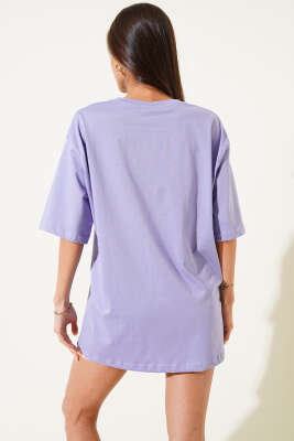 Basıc Oversize T-Shirt Lila - Yeni Giyim