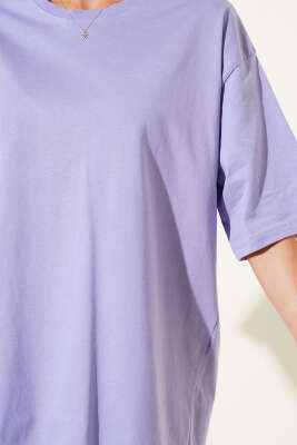 Basıc Oversize T-Shirt Lila - Yeni Giyim