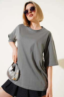 Basıc Oversize T-Shirt Nefti 