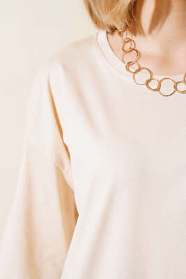 Basıc Oversize T-Shirt Bej - Yeni Giyim