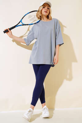Basıc Oversize T-Shirt Kayrak Grisi - Yeni Giyim