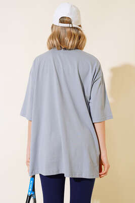 Basıc Oversize T-Shirt Kayrak Grisi - Yeni Giyim
