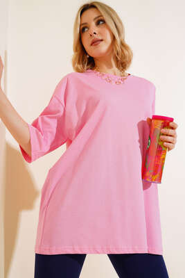 Basıc Oversize T-Shirt Pembe - Yeni Giyim