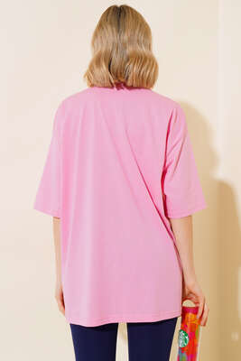 Basıc Oversize T-Shirt Pembe - Yeni Giyim