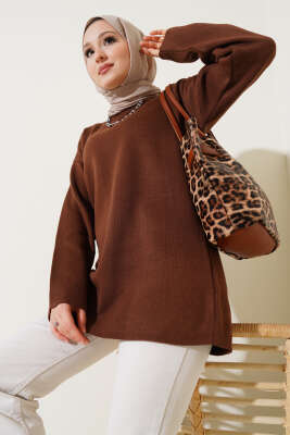 Basic Triko Tunik Kahve - Triko