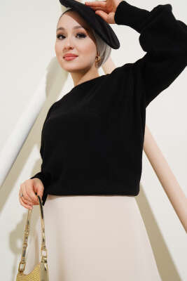Basic Yumoş Triko Kazak Siyah 