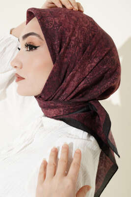 Batik Motifli Modal Eşarp Burgonya 