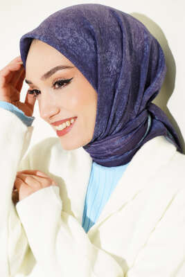 Batik Motifli Modal Eşarp Lacivert 