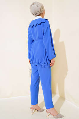 Bebe Yaka Fermuarlı Takım Saks - İKİLİ TAKIM