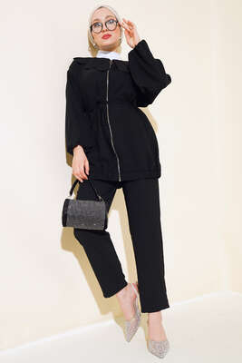 Bebe Yaka Fermuarlı Takım Siyah 