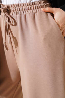 Bel İp Bağlamalı Bol Pantolon Camel - Pantolon