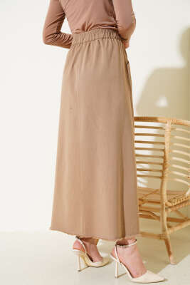 Bel Lastikli Cepli Gabardin Etek Camel - Etek