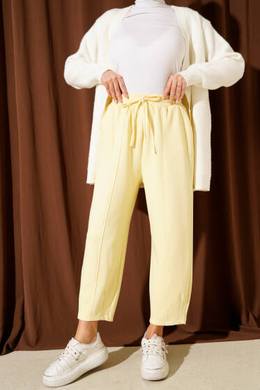 Bel Lastikli Çımalı Loyşa Pantolon Sarı - 300-500 TL Ürünler