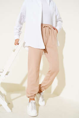 Bel Ve Bilek Lastikli Jogger Pantolon Camel 