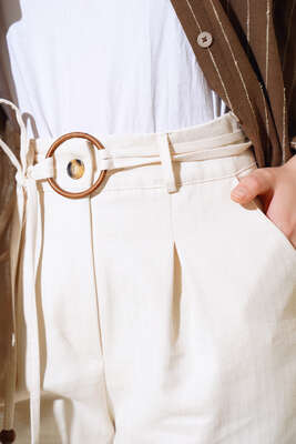 Beli İpli Pantolon Bej - Pantolon