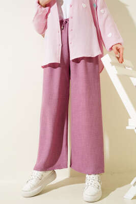 Beli Lastikli Geniş Paçalı Pantolon Magenta 