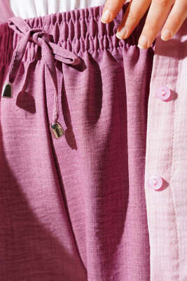 Beli Lastikli Geniş Paçalı Pantolon Magenta - Pantolon