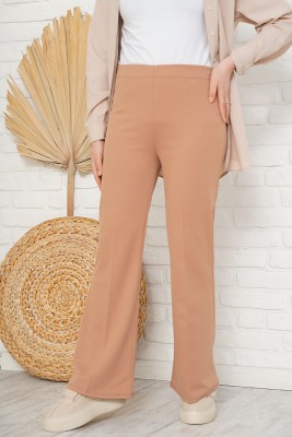 Beli Lastikli İspanyol Paça Latte Pantolon 