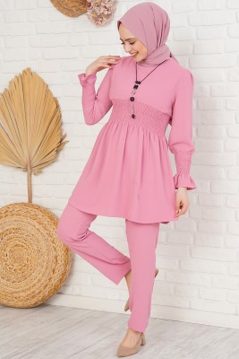 Beli Lastikli Kolyeli Gül Kurusu İkili Takım